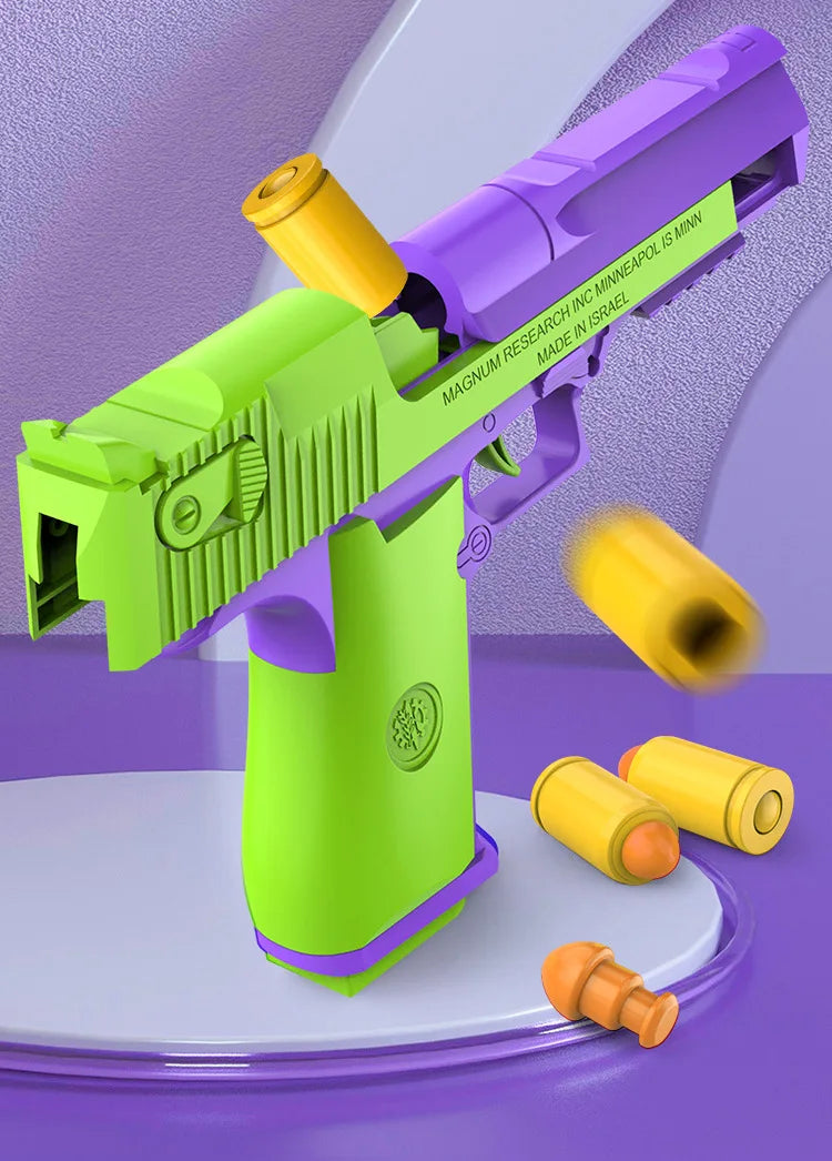 Stress Relief Simulation Model Gun Continuous Throwing Hanging Revolver Launcher Toy Gun Outdoor Play Entertainment Kids Gift