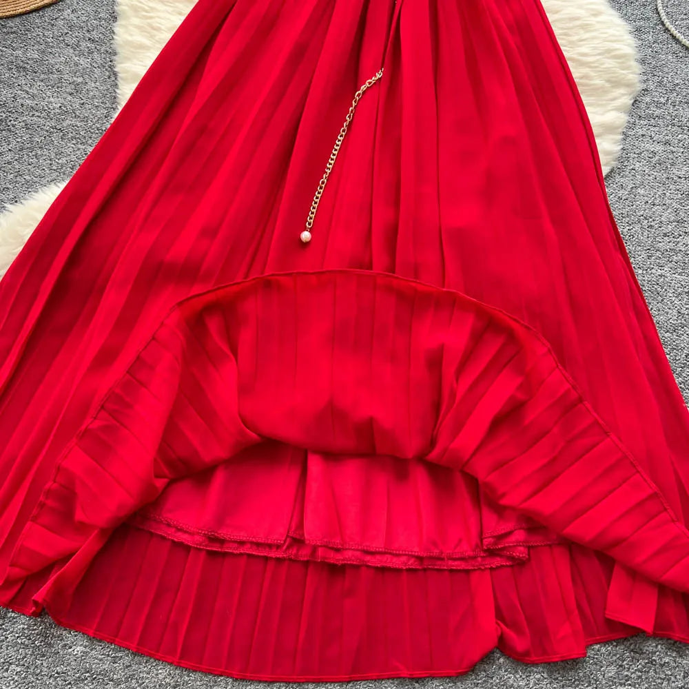 Women Dress Long Dresses Gown Party Night A Line Vestidos Round Neck Ruffles Sleeve Elegant Splice Y2k Streetwear Slim Fit