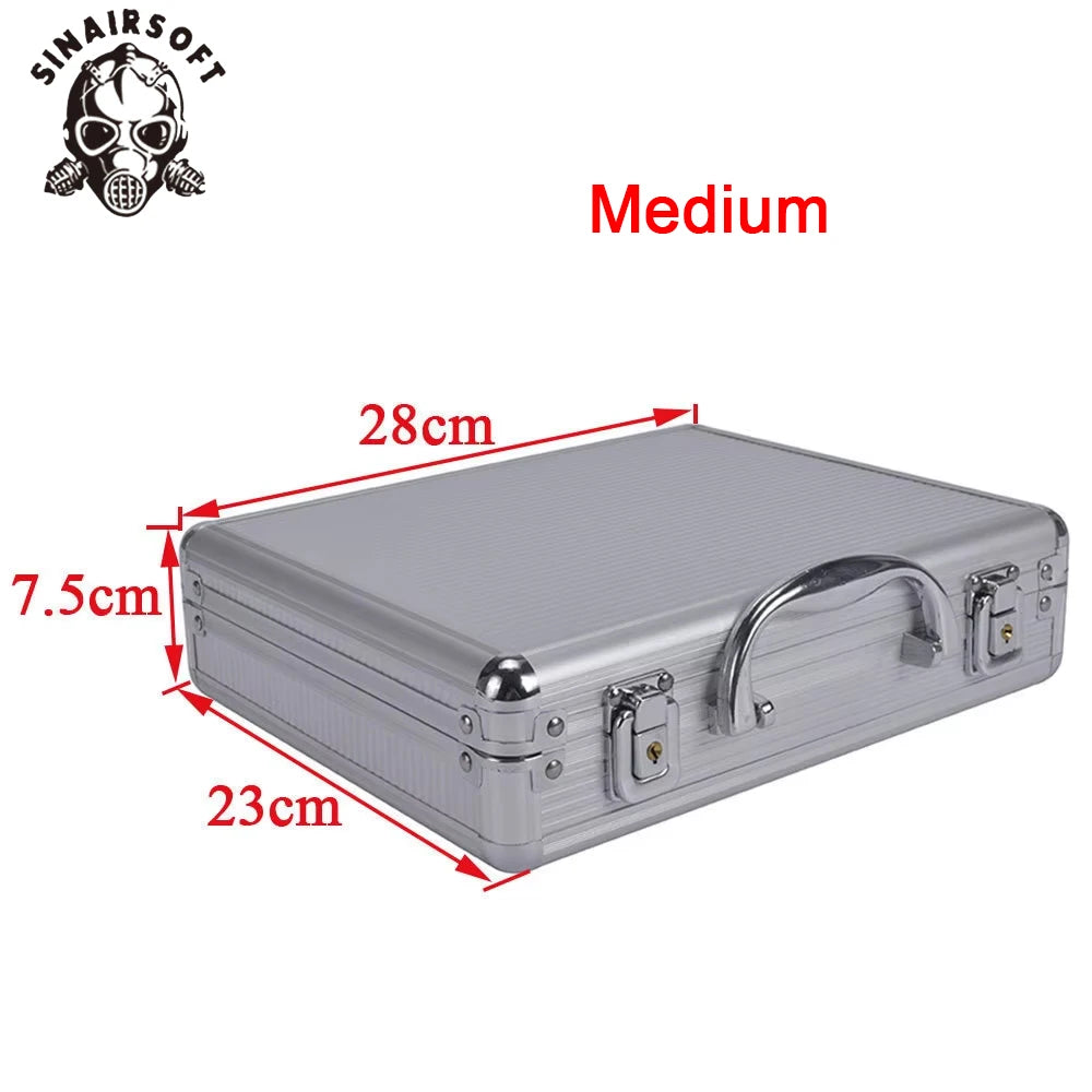 SINAIRSOFT Tactical Aluminum Hardcase Pistol Box Gun Bag Case Padded Foam Toolbox Weapons Suitcase Hunting Airsoft Glock Ipsc