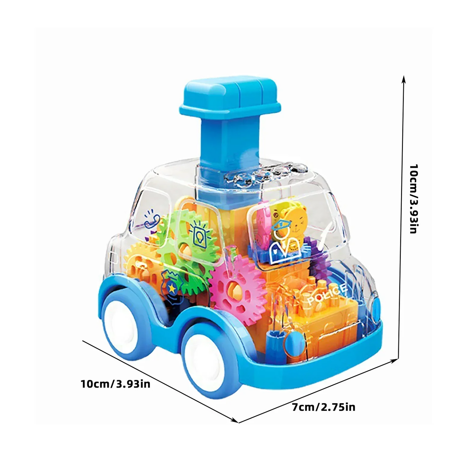 Press the gear car toy, inertia rebound car, puzzle sliding transparent gear car, happy growth and parent-child time