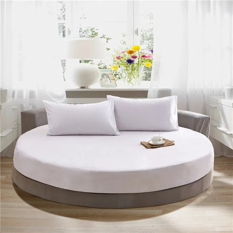 100% Cotton Fitted Sheet Round Hotel Home Extra Soft Round Bed Sheets and Pillowcases Pure Cotton Bedsheet with Elastic Straps