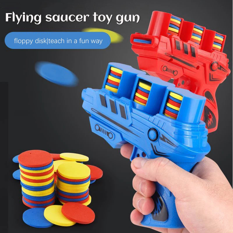 Soft Bullet Toy Gun Children's Flying Gun Toy Safety EVA Soft Bullet Foam Disc Launcher Gun Parent-Child Interaction Games Toys