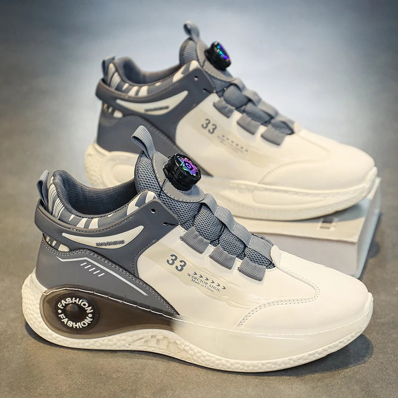 Mens Sneakers with Rotating Buckle Comfy Non Slip Lace up Durable Shoes for Mens Outdoor Activities - Belvar