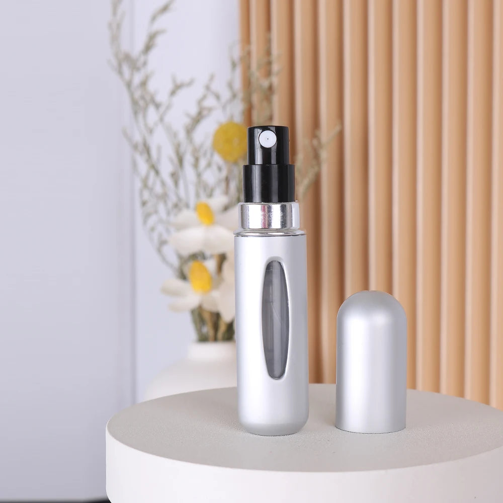 1pc Trial Size 5ml Aluminum Perfume Bottle Bottom Easy Pump Refill Perfume Spray Bottle Mini Lightweight Travel Essential