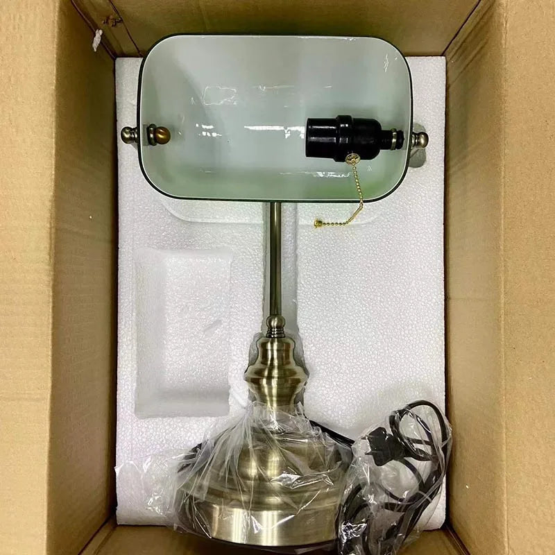 Vintage glass banker‘s lamp zipper switch desk lamp bedroom home stuy restaurant library office light night lamp