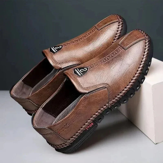 Men Leather Shoes Soft Sole Casual Shoes Autumn Comfortable Business Flats Man Lightweight Work Shoes Slip-on Driving Shoe Tenis - Belvar