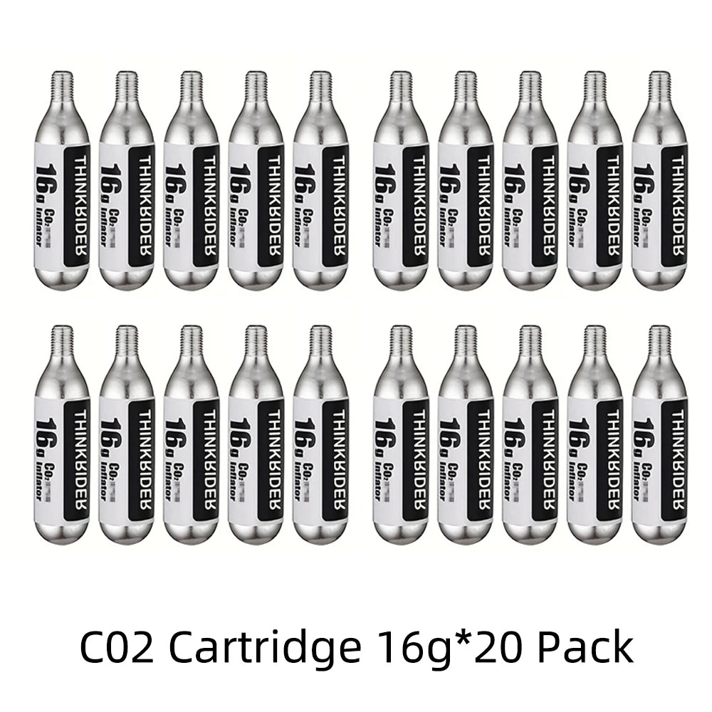ThinkRider 16g Threaded CO2 Cartridges or CO2 Inflator for Bike Tires - Cartridge for CO2 Inflator with Threaded Connection
