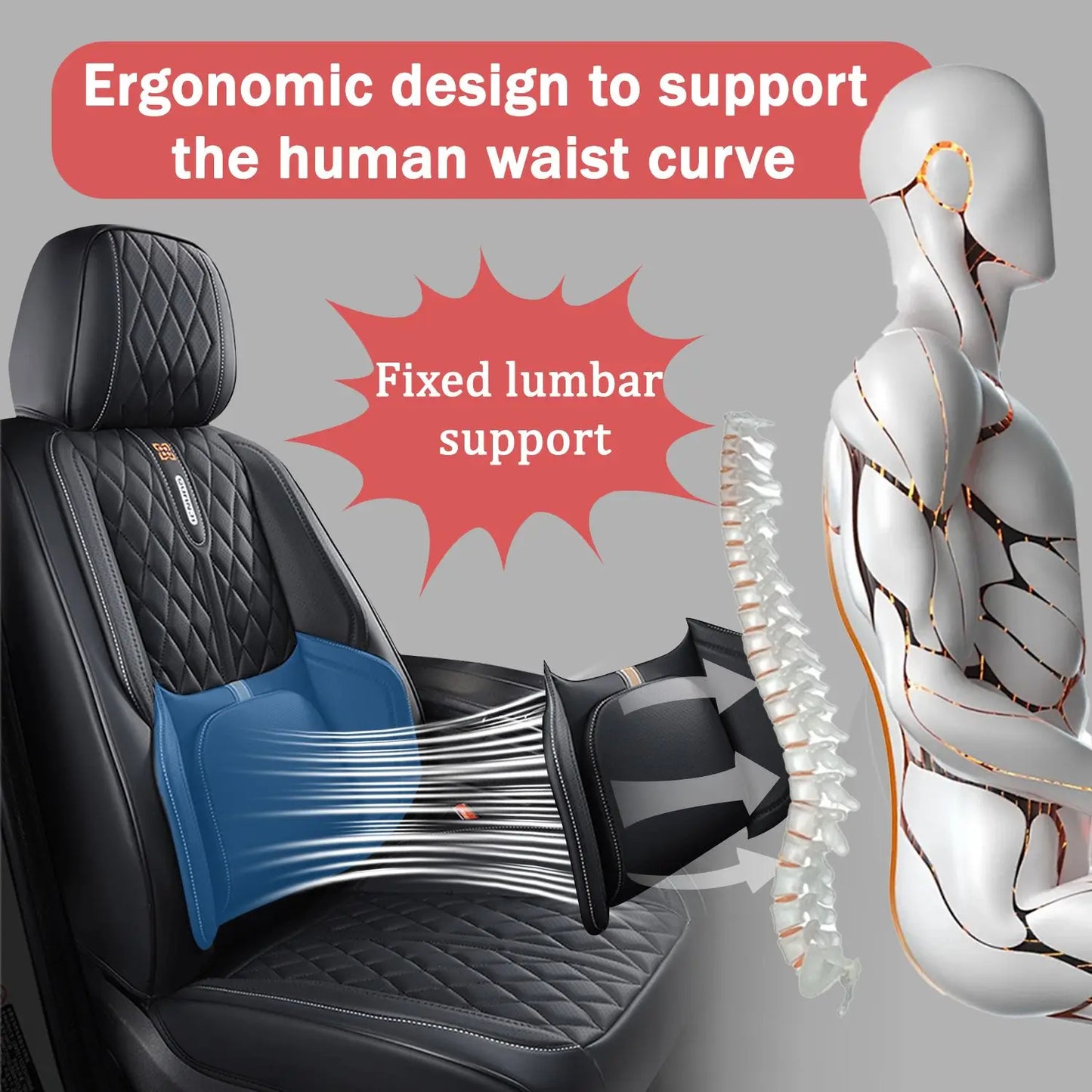 PU leather car seat cover, suitable for most 5-seat cars, split seat cover, waterproof and anti-fouling, easy installation,