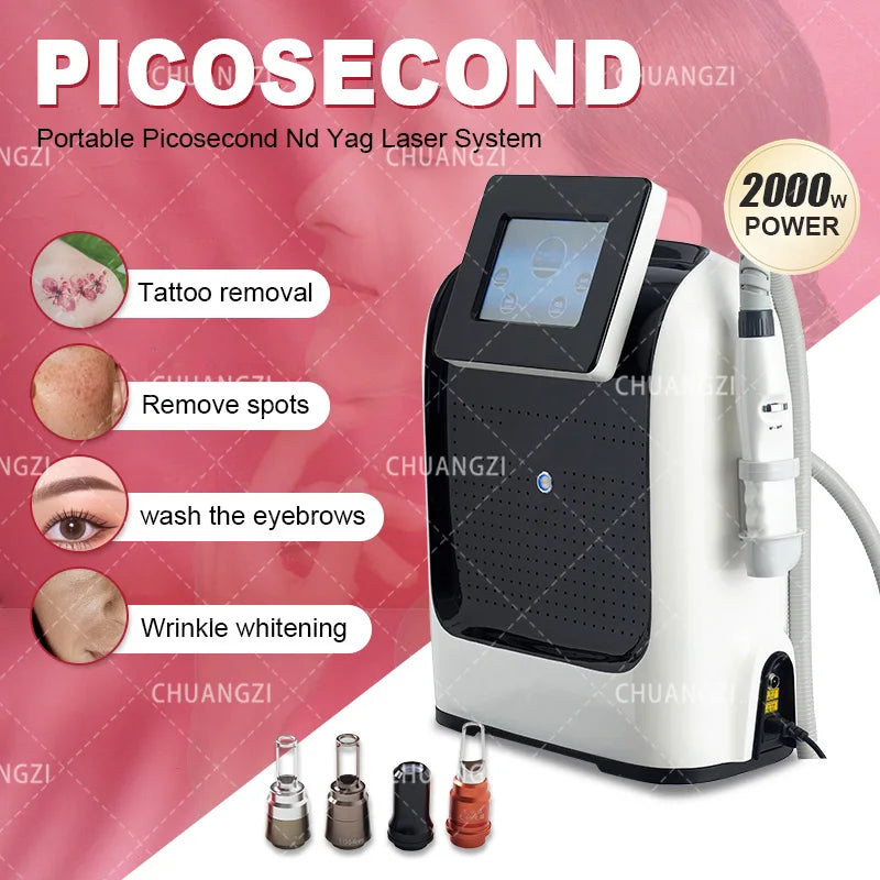 2025Portable 532Nm 1064Nm 755Nm Picosecond Pico Laser Q Switched Nd Yag Laser Tattoo Removal Treatment Machine