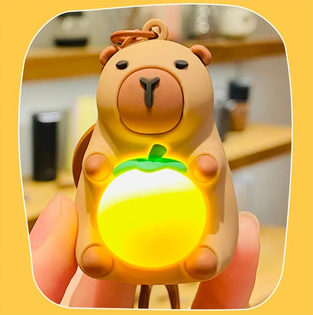 Simulation Capibara Anime Lighting In The Dark Toy Kawaii Cute Mini Doll Warm Light Keyring Creative Luminous Capybara Keychain