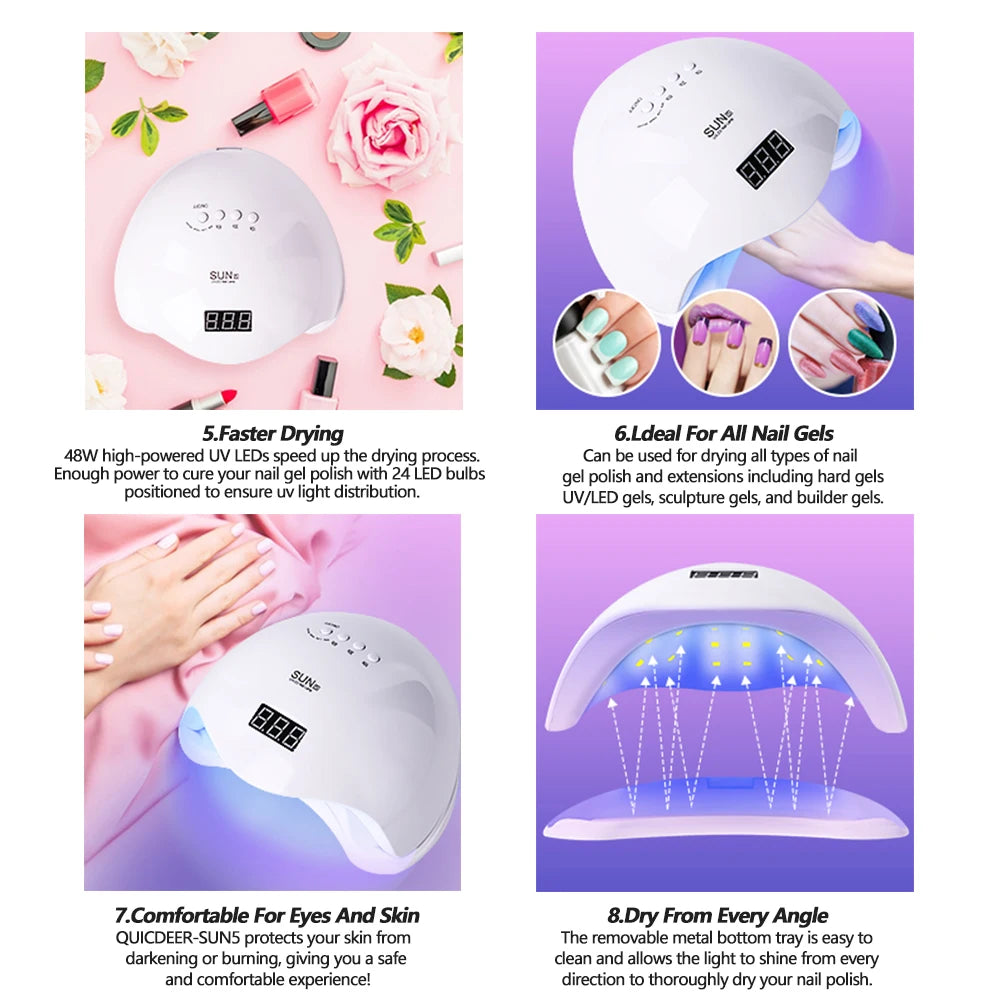 YIKOOLIN UV LED Nail Lamp 48W Nail Dryer with 4 Timers LCD Display Fast Curing of All Gel Nail Polish Nail Dryer Salon Tool