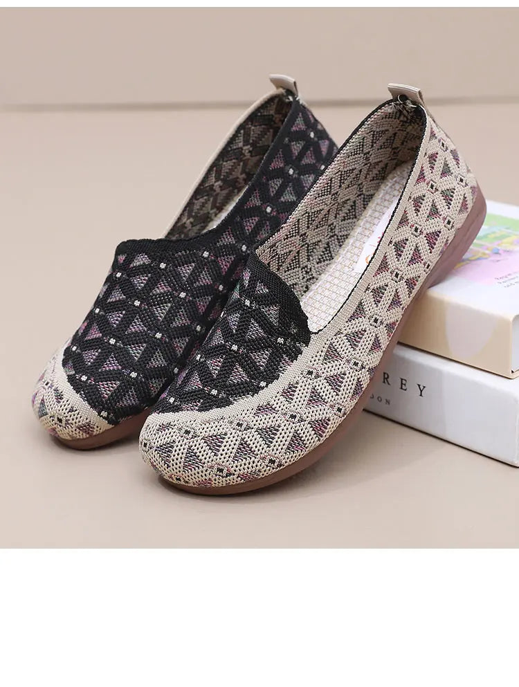 Ladies' 2025 mesh lightweight casual shoes for summer breathable and comfortable anti-slip round toe flat shoes - Belvar