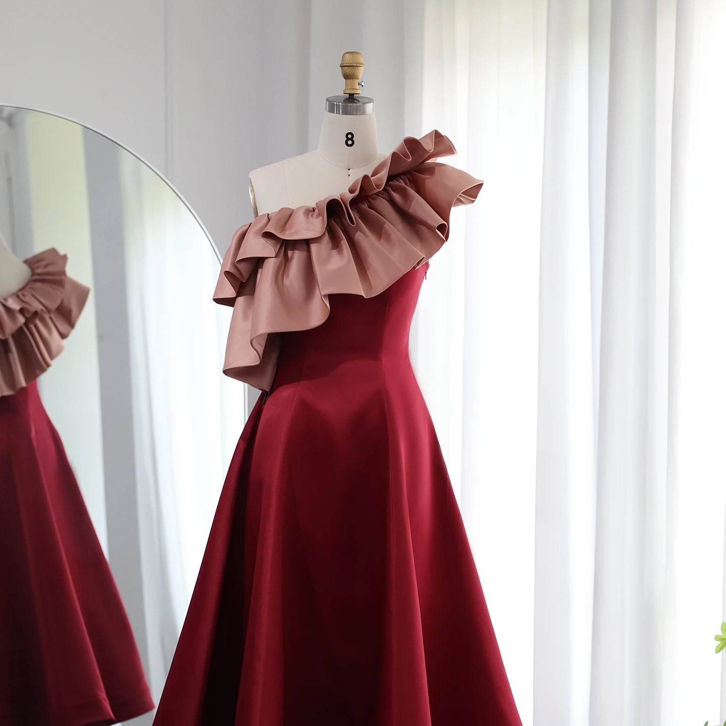 Sharon Said Burgundy Dubai Evening Dresses for Women Wedding Party 2025 Saudi Arabia Midi Short Formal Gowns SF057 Customized