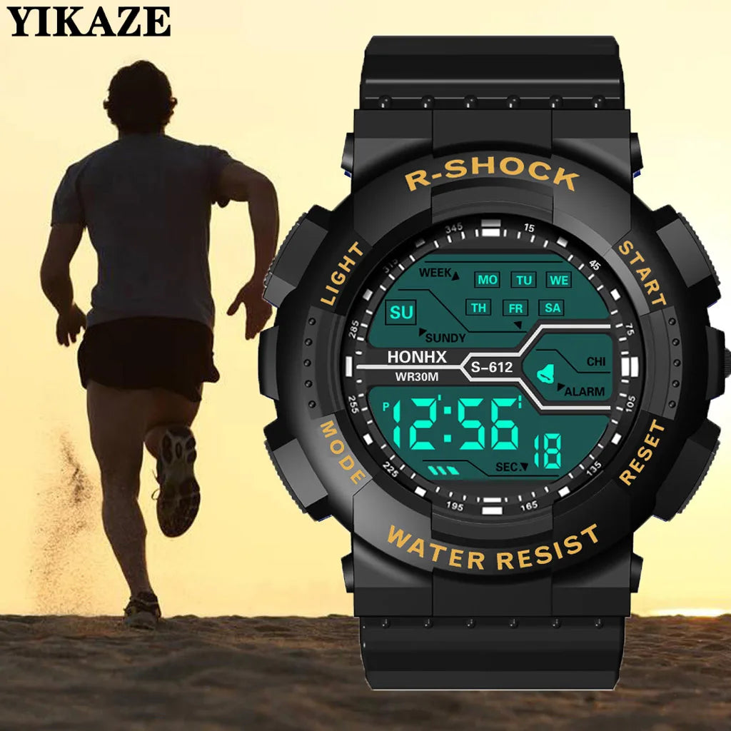 YIKAZE Men's Digital Electronic Watch Sports Glow 55mm Large Dial Student Outdoor Adventure Trend Multifunctional Watches Clock
