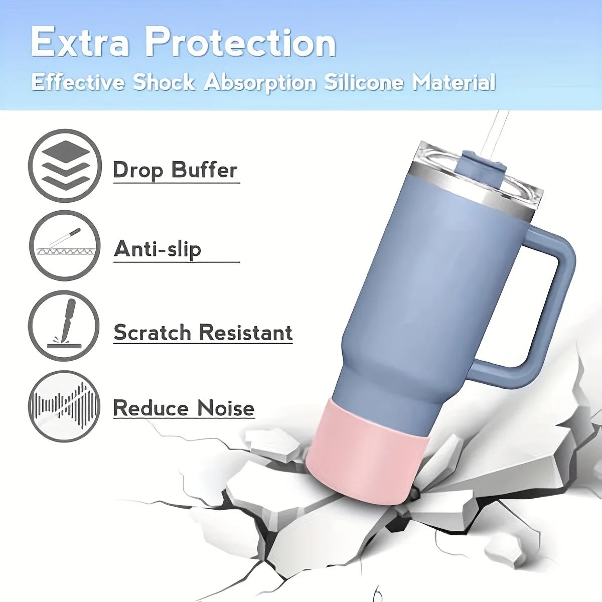 2PCS Silicone Boot Bottom Sleeve Cover for Stanley 40oz Tumbler Quencher Adventure and Ice Flow Flip 30 Oz 20 Oz Water Bottle