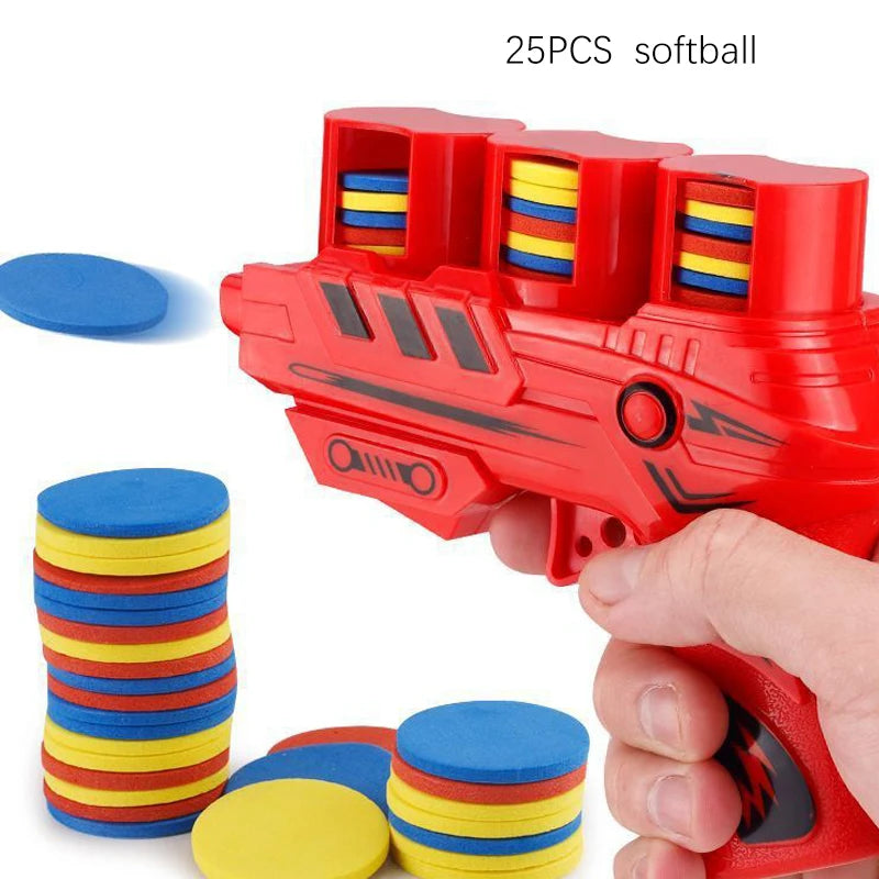 Soft Bullet Toy Gun Children's Flying Gun Toy Safety EVA Soft Bullet Foam Disc Launcher Gun Parent-Child Interaction Games Toys