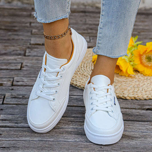 Ladies' classic black fashionable sports shoes, comfortable all season low cut lace up shoes, ladies' casual shoes - Belvar