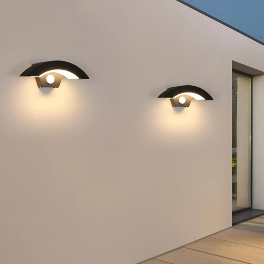 2 Pack Outdoor Wall Light, 12W Modern Exterior Wall Lighting with Motion Sensor, IP65 Waterproof Black Wall Lamp for Entryway