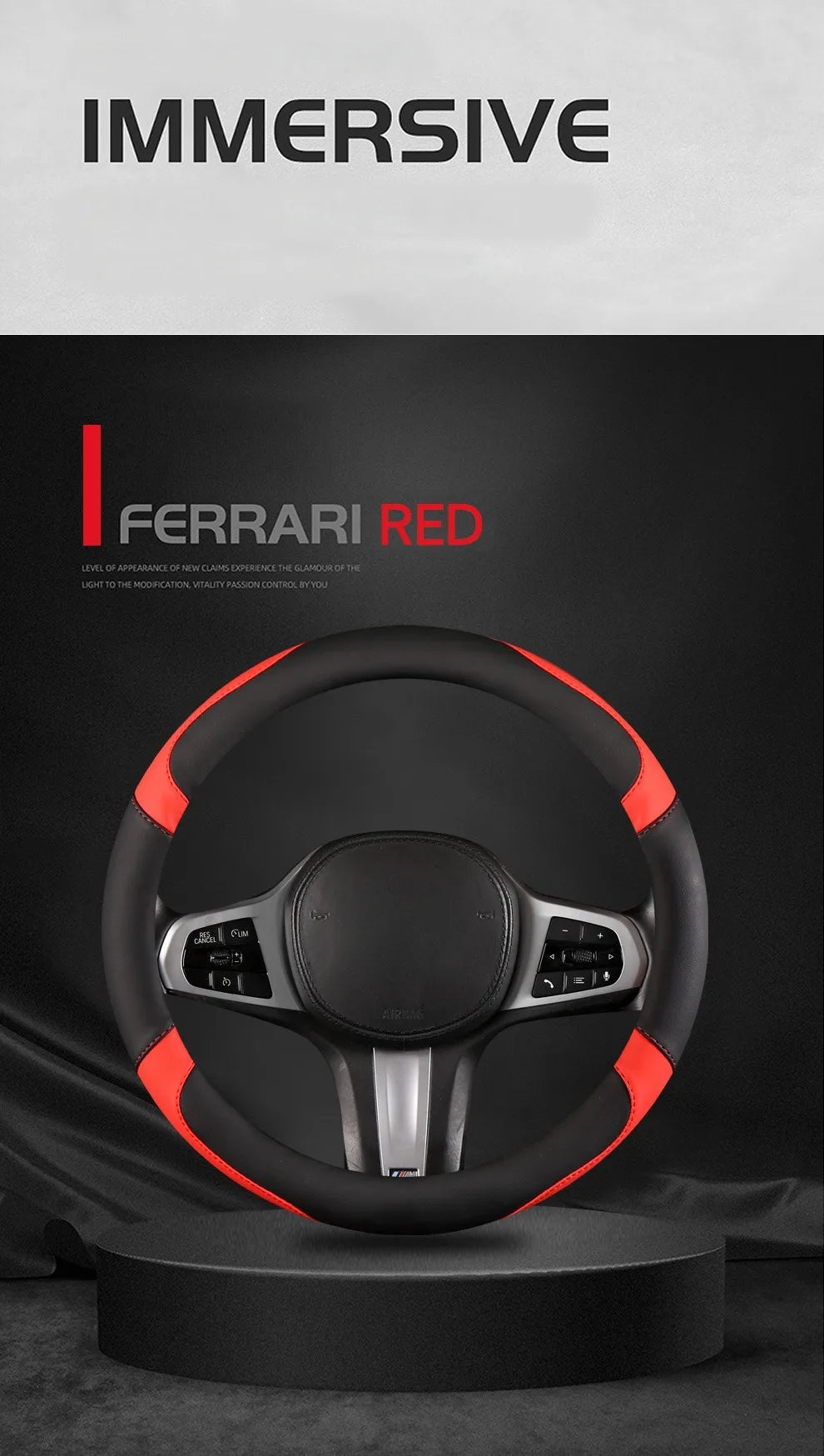 Car Steering Wheel Cover - Universal Car for Diverse Cars, Durable Leather Cover with Anti-Slip Lining, Fit for 14.5"-15" - Belvar