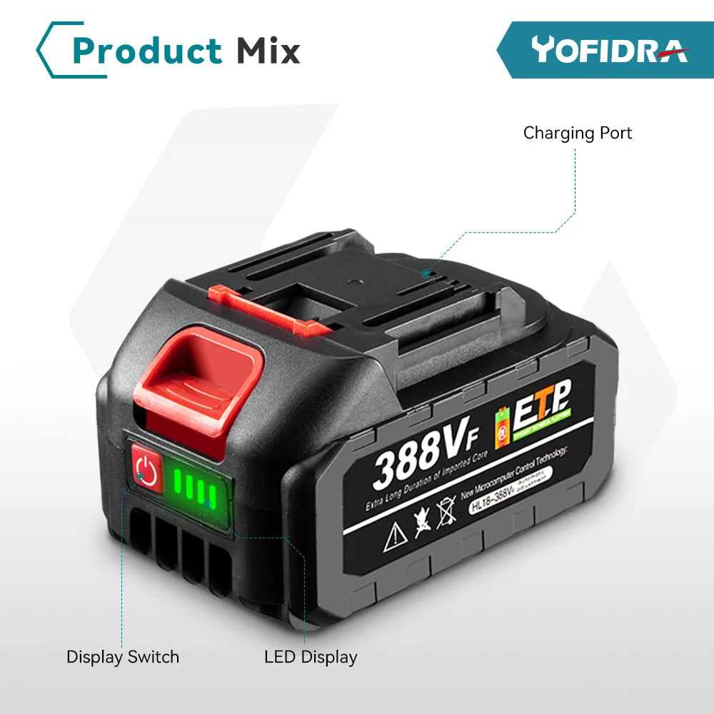 YOFIDRA 26MM Brushless Electric Hammer Drill Multifunctional Rotary Cordless Rechargeable Power Tools For Makita Battery Pin