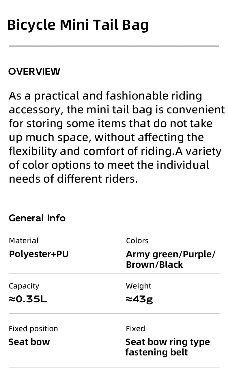 ROCKBROS Mini Bicycle Tail Bag Lightweight Portable Bike Storage Bag Small Tools Bag Road Bike Fashion Beautiful Bicycle Bags ﻿