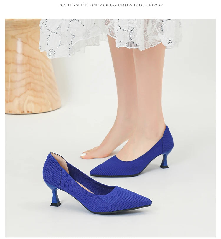 Women's High Heels Fashion Pattern Soft Knitted Comfortable Breathable Shoes 2025 New (6cm High) - Belvar