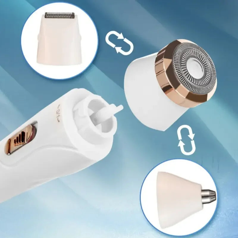 1pc Blissful 3-in-1 Electric Hair Removal Kit for Women - USB Rechargeable Facial Trimmer, Nose Hair Clipper, Full Body Epilator