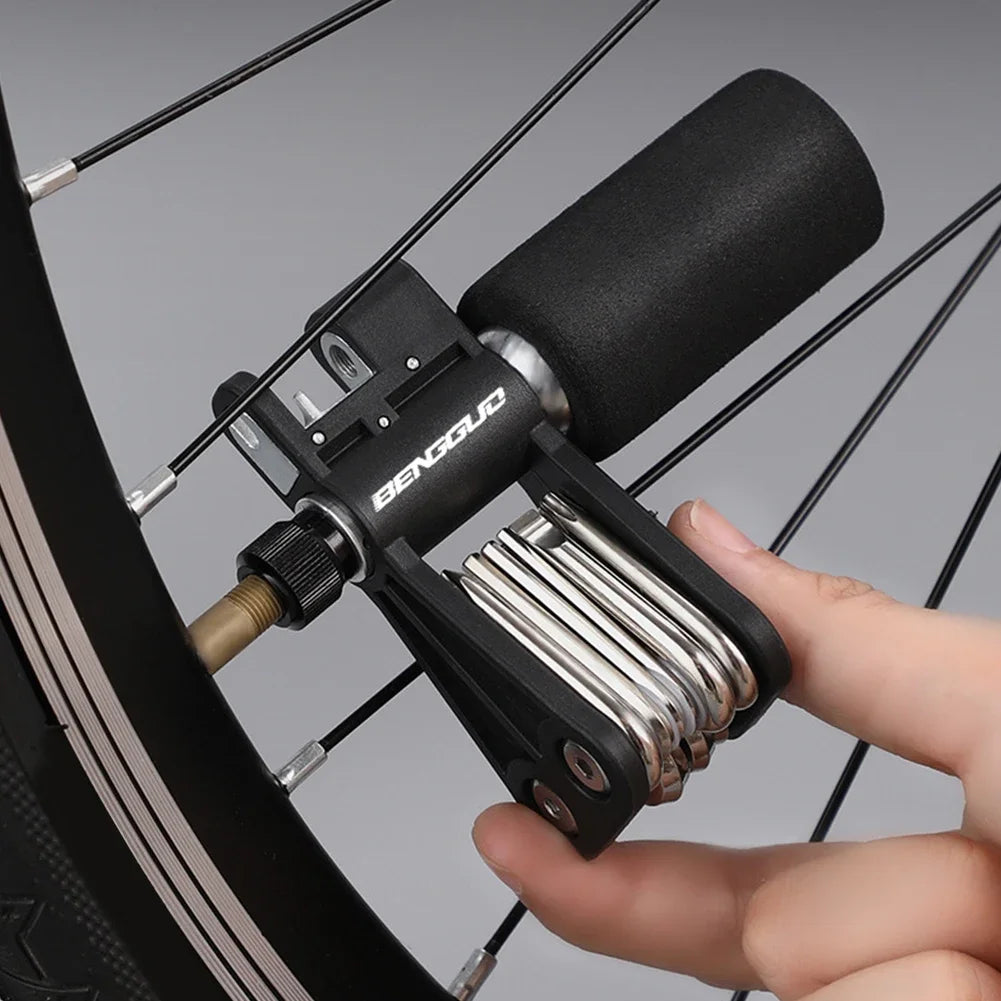 18-in-1 Bicycle CO2 Cylinder Pump Gas Nozzle Schrader & Presta Valve Bike Fast Inflator Inflatable Head for Mountain Road Bikes