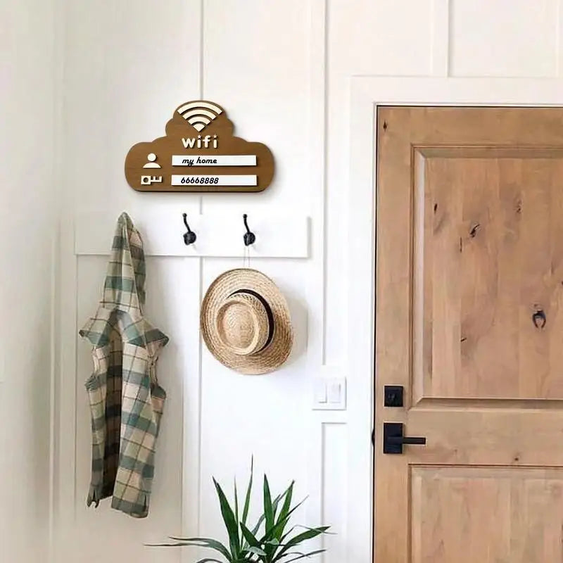 Wooden WiFi Board for Guests with Marker Pen for Public Places Shops Handwriting Account and Password Wifi Notice Board Signs