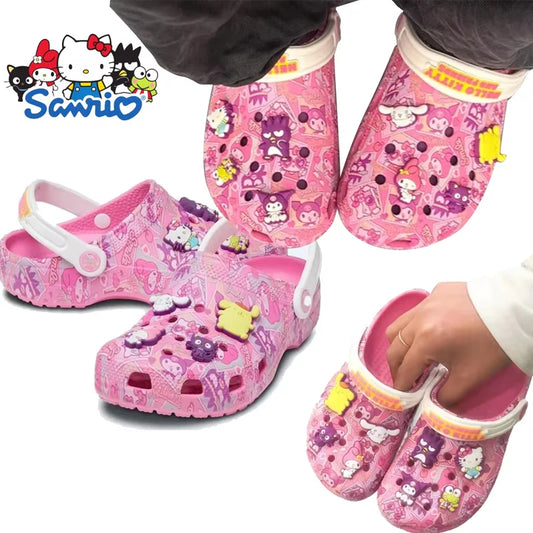 New Sandals Children Kuromi Sanrio Hello Kitty Kids Melody Cinnamoroll Crocs Cute Girls Slippers Non-Slip Beach Shoes Kid Gift - Belvar