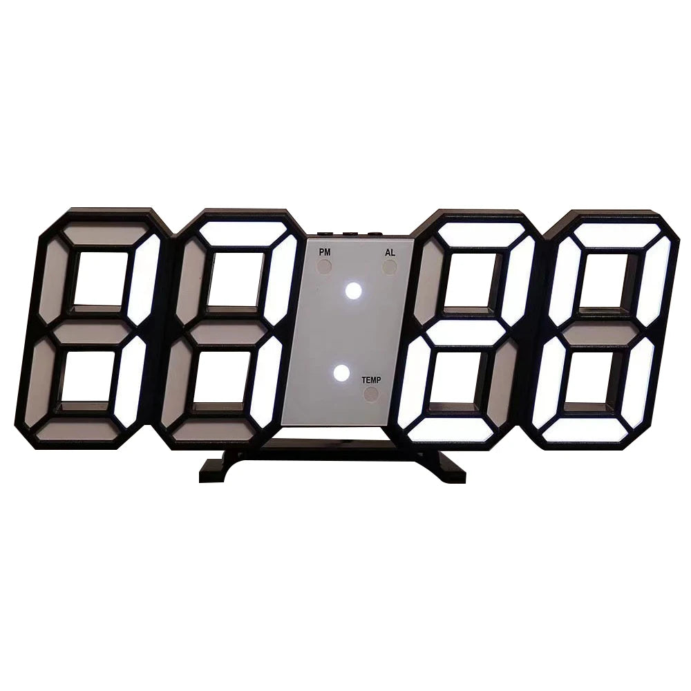 3D LED Digital Clock Luminous Fashion Wall Clock Multifunctional Creative USB Plug in Electronic Clock Home Decoration
