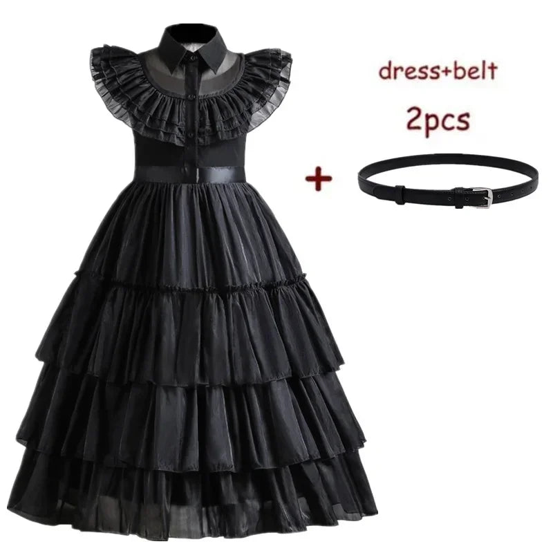 Wednesday Adams Cosplay for Girls Costume 2025 New Vestidos For Kids Carnival Easter Halloween Party Costumes for 3-12 Years