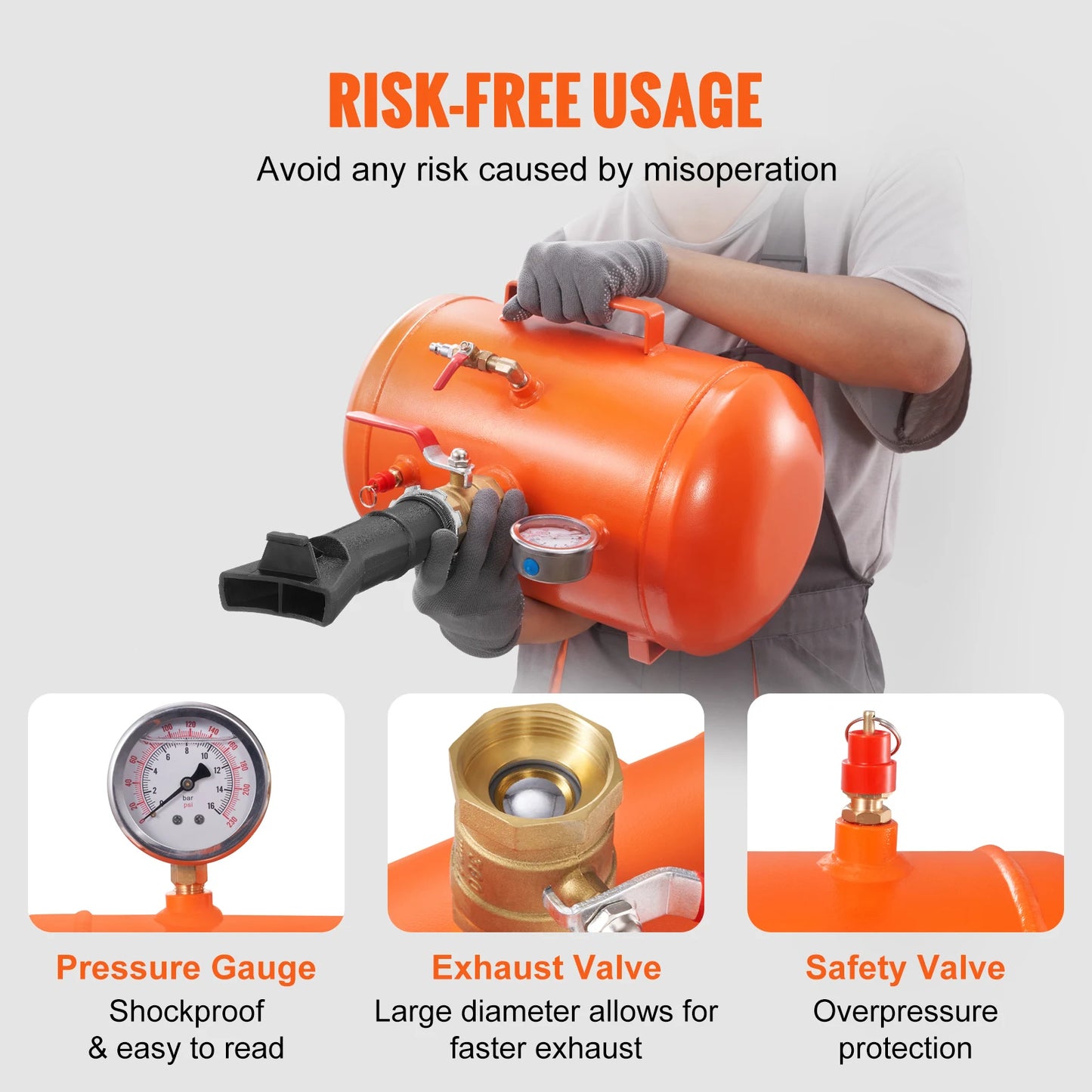 SucceBuy Tire Bead Blaster 5 Gallon/19L Capacity Includes Pressure Gauge & Handle 145 PSI Max Inflation Tank for Cars Trucks ATV