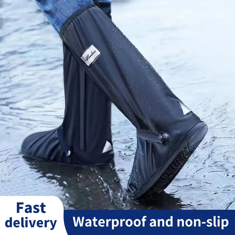 Thicken High Tube Outdoor Camping Waterproof Shoes Reusable Motorcycle Cycling Bike Rain Boot Shoes Covers Rainproof Shoes Cover