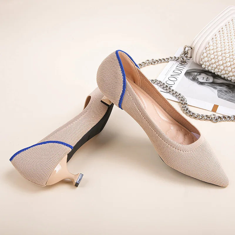 Women's high heels shoes  2025 new spring  / autumn / fashion beautiful breathable sweat absorbing comfortable shallow mouth p - Belvar