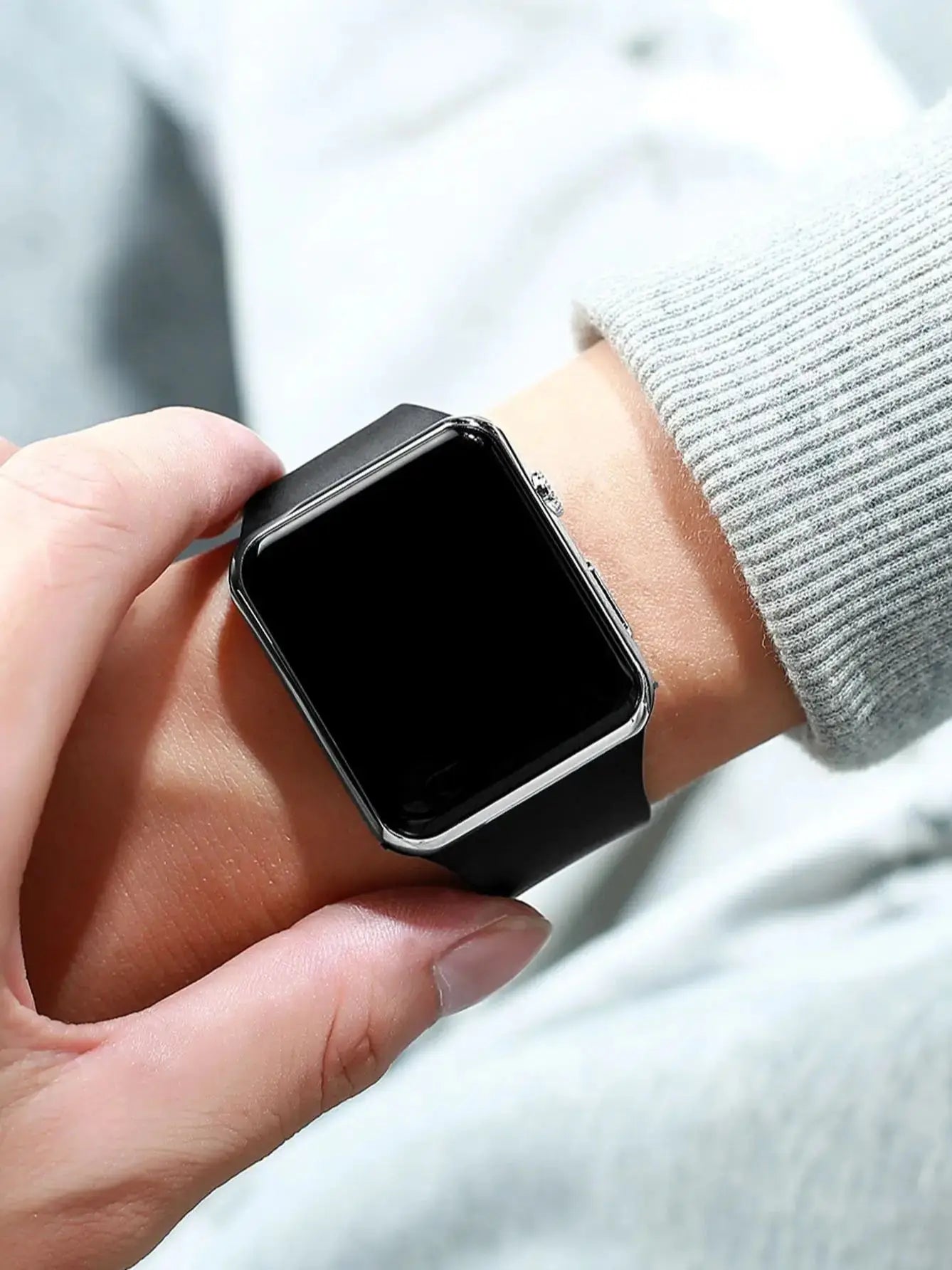 2 stylish simple rectangular silicone men's electronic watch travel all birthday gifts