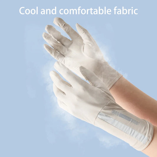 Summer sun protection gloves, anti slip, breathable, UV resistant, touch screen, cool feeling, cycling, outdoor sports, ice silk