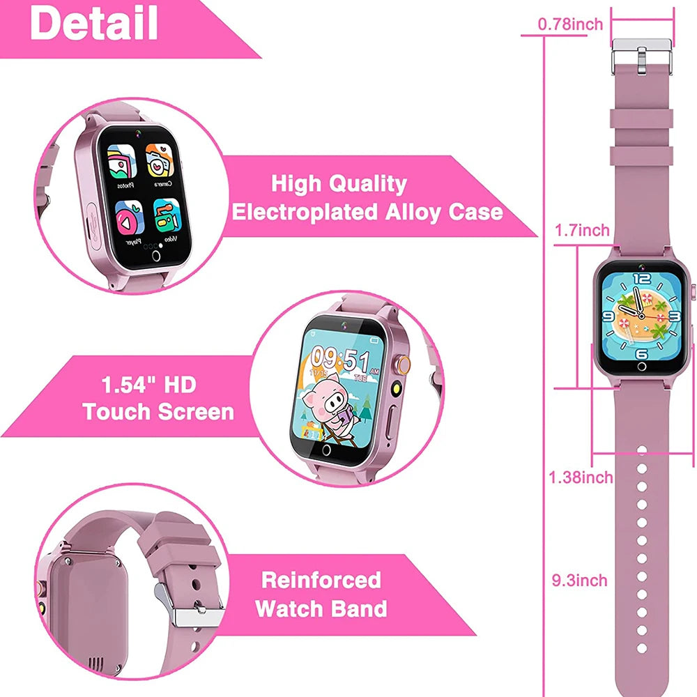 2024 Smart Watch Kids HD Touch Screen 26 Games Smartwatch Video Camera Music Audiostory Learn Card Educational Watch Boy Girl