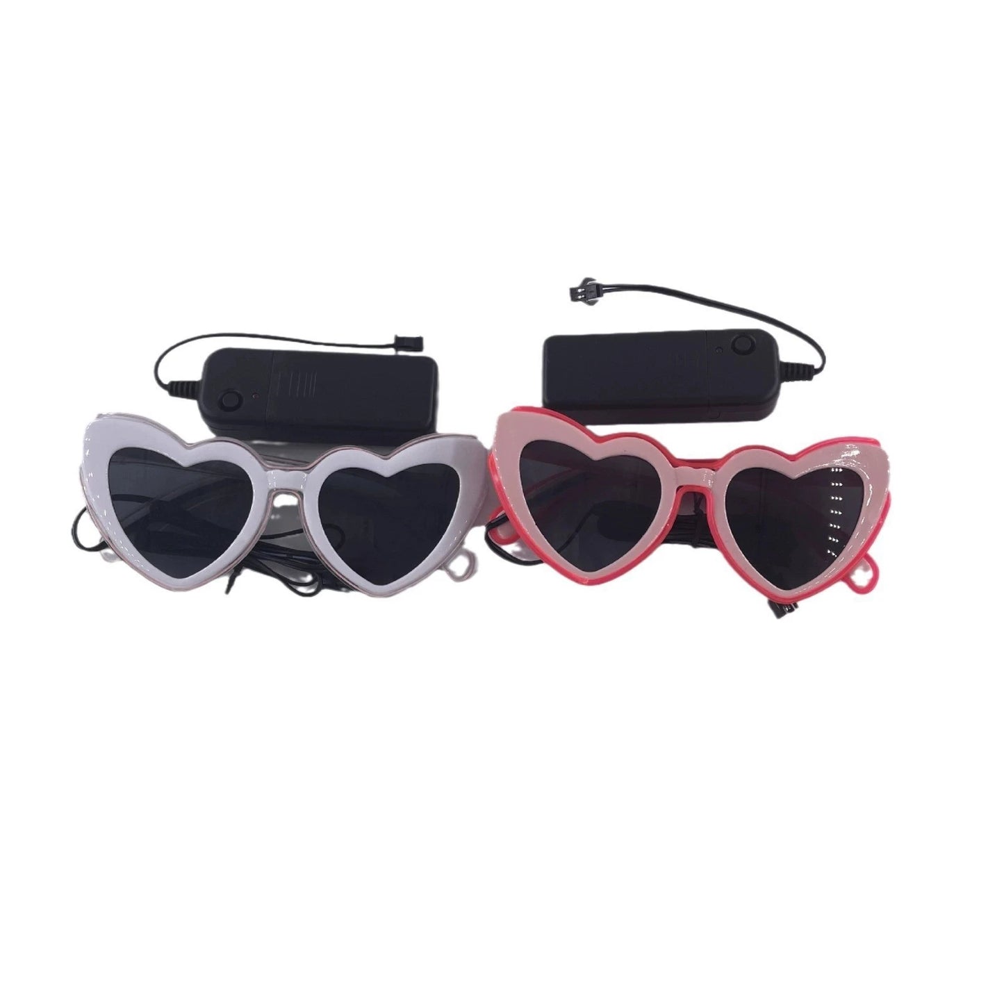 Retro LED Flashing Women Sunglasses Bachelorete Party Decoration Wedding Pink Heart Glasses Bride to be Valentine's day Props