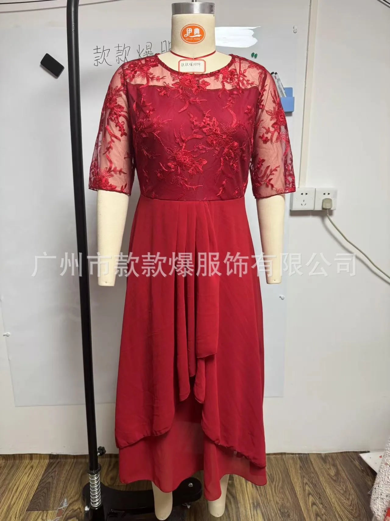 Womens Dresses Romantic Simple Dress With Chiffon Patchwork Lace Hollow Out Long Dress Bridesmaid Evening Dress Women's Wear