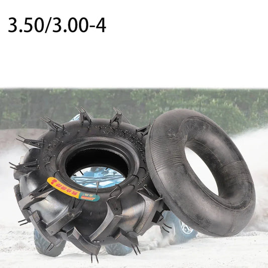 3.50/3.00-4 inches Inner Tyre & Outer Tyre Thickened Rubber Wear Resistant for Lawn Mowers Hand Trucks ATV Quad Bike Moto Parts