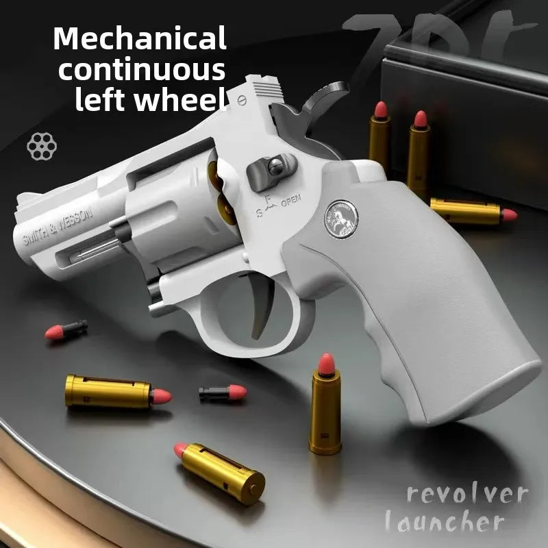 Soft Bullet Toy Gun Set with Ejecting Revolver for Kids, One-Key Detachable Pistol, Continuous Shooting