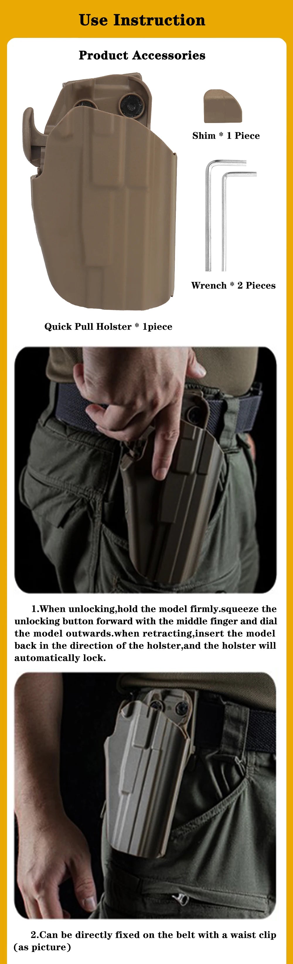 Tactical Universal Quick Pull Gun Holster for GLOCK 17/20/21/22/31/37.GRAND POWER 45/P1/P11/P40.H&K 45/VP40.S&W M&P 22/SW40F