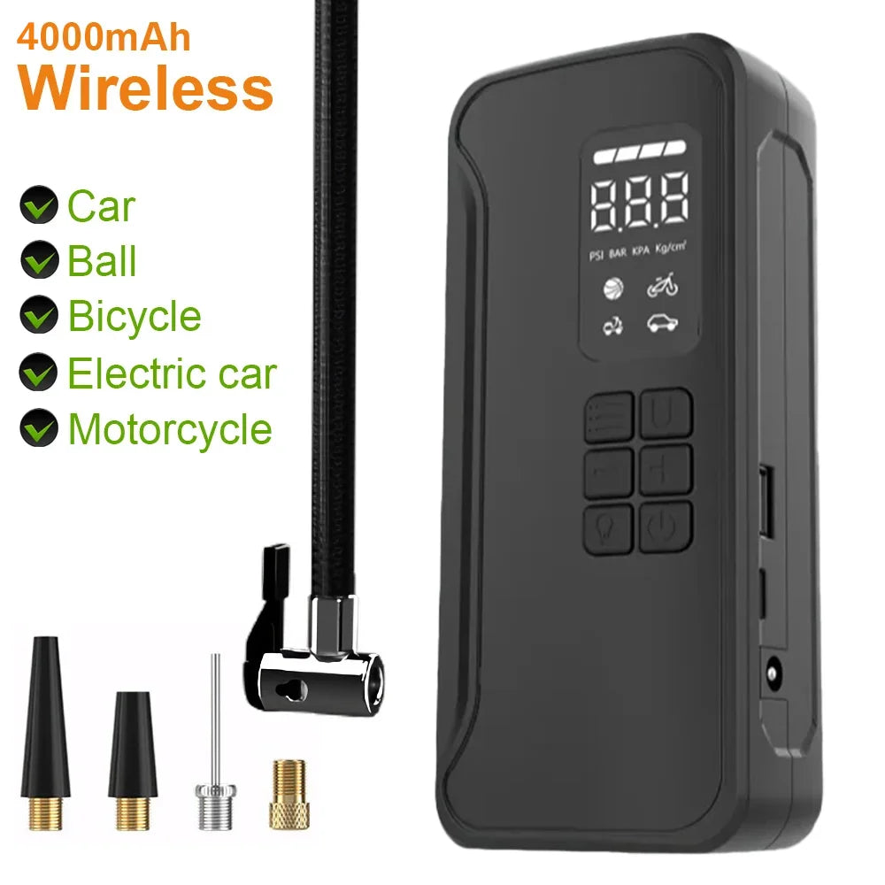 Wireless Air Pump 150psi Touch Screen Portable Electric Tire Inflator For Car Bicycle Motorcycle Mini Air Compressor Injector