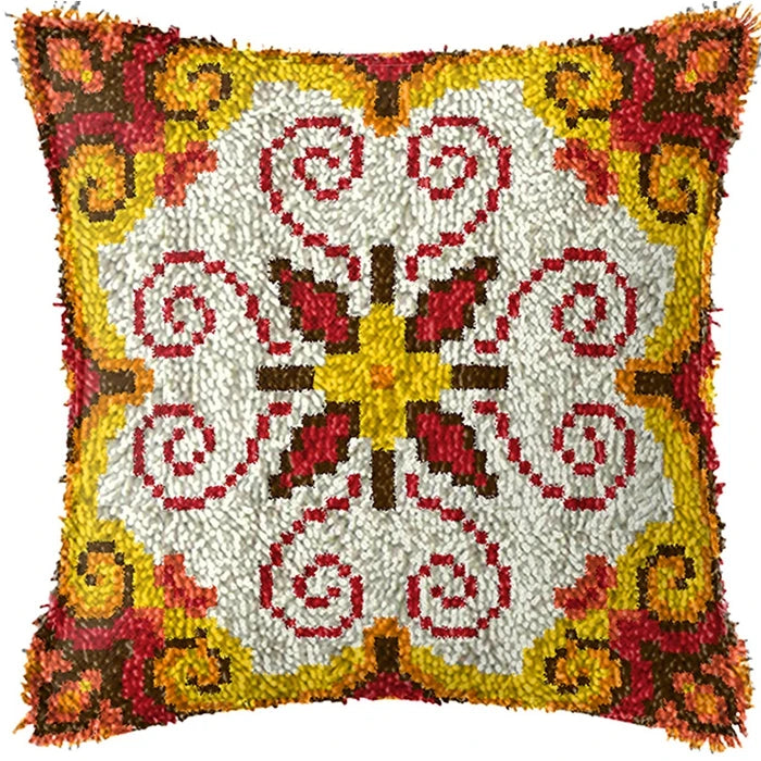 Smyrna Flower Latch Hook Kit Mats Cushion Pillow DIY Crafts Simple Cushion Embroidery Latch Hook Rug Needlework Button Packages