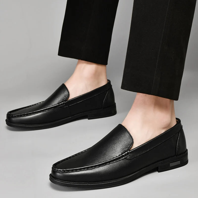 Men's comfortable walking shoes made of genuine leather, one foot loafers, new trendy designer, Mo hot selling driving shoes - Belvar