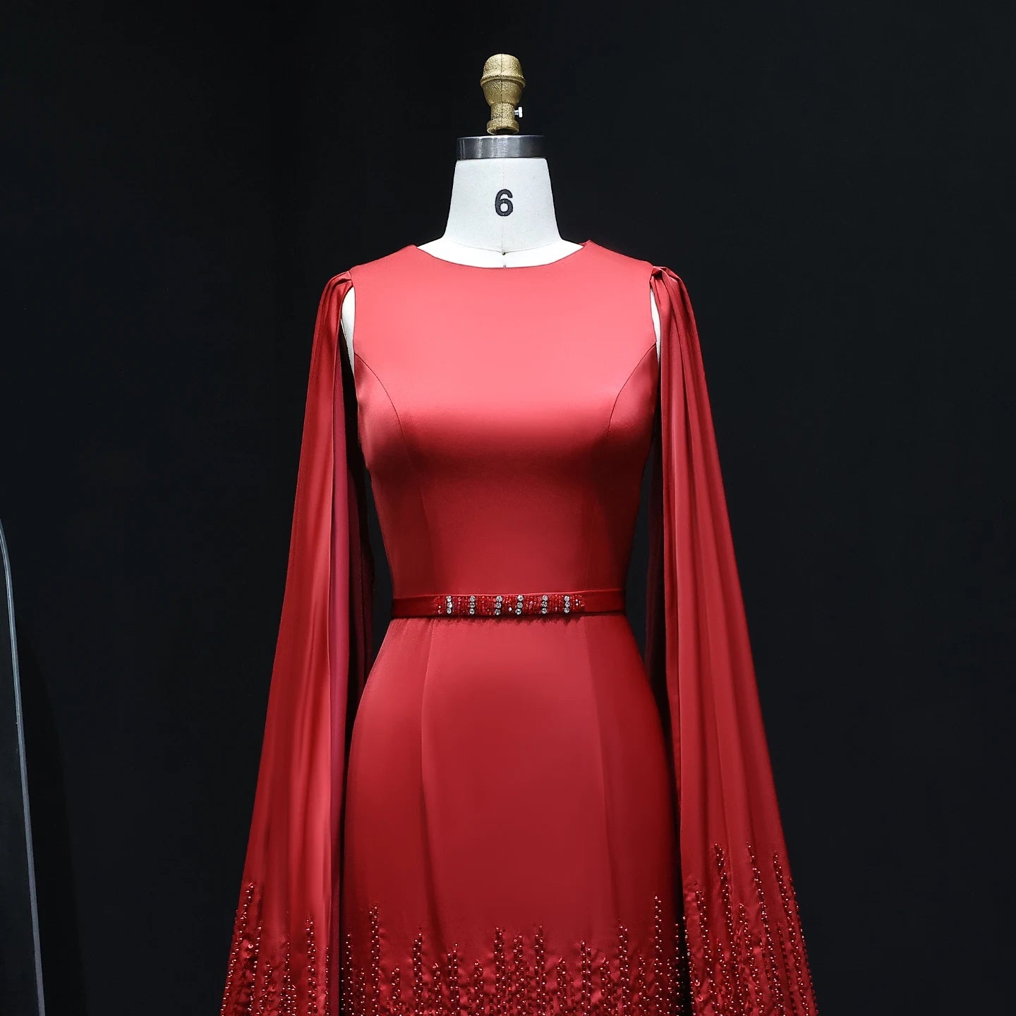 Sharon Said Luxury Dubai Nude Evening Dresses with Cape Sleeves Tiered Ruffles Arabic Women Wedding Party Gowns SS440 Customized
