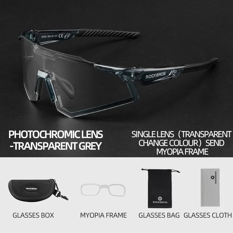 ROCKBROS Cycling Glasses Sun Protection Photochromic Bike Sunglasses Eyewear Sport Polarized Lens Glaases Bicycle Glasses
