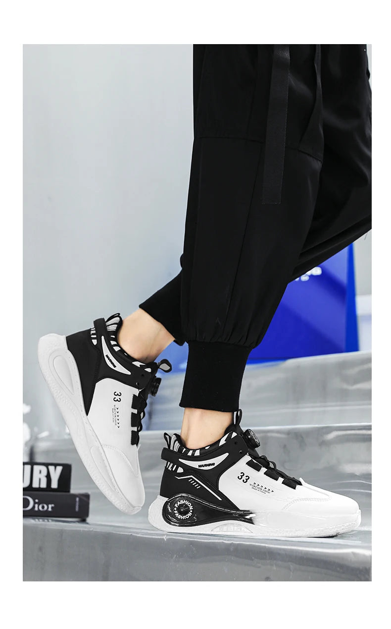 Mens Sneakers with Rotating Buckle Comfy Non Slip Lace up Durable Shoes for Mens Outdoor Activities - Belvar