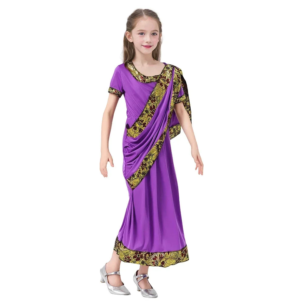 2025halloweenGlamorous National Indian Girls Dress-up Children Nativity Bollywood Princess Ethnic Fancy Dress Sari Costume
